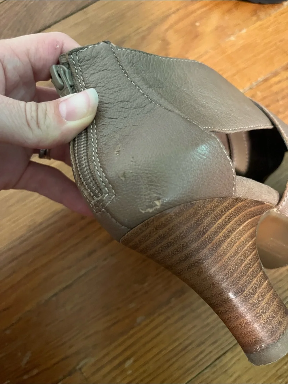 AEROSOLES Taupe Crisscross Peep-Toe Sandals
